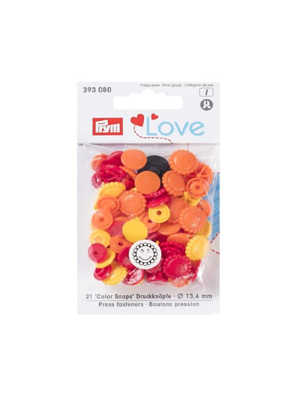 Napy plastikowe mix PRYM - Love - 13,6 mm - kwiatki - 393080 - 21szt./opak.