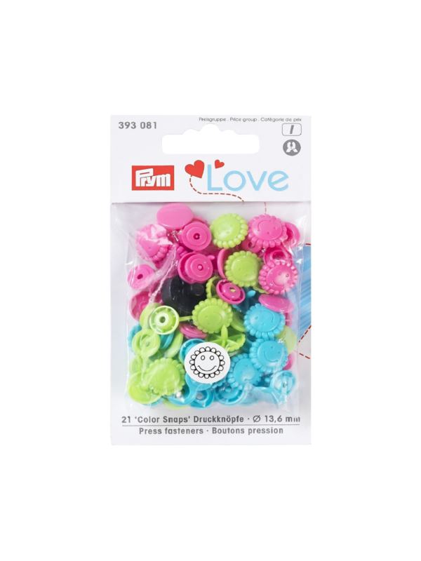 Napy plastikowe mix PRYM - Love - 13,6 mm - kwiatki - 393081 - 21szt./opak.