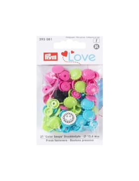 Napy plastikowe mix PRYM - Love - 13,6 mm - kwiatki - 393081 - 21szt./opak.
