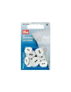 Guziki lniane PRYM - 15 mm - białe - 301244 - 18szt./opak.