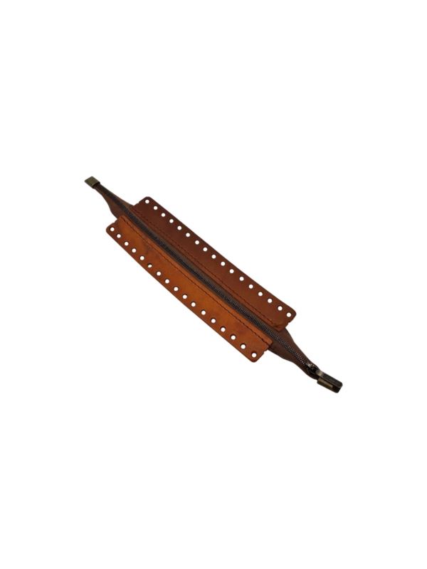 Zamek do toreb skórzany naturalny - Jucht - 30 cm - ZZ20