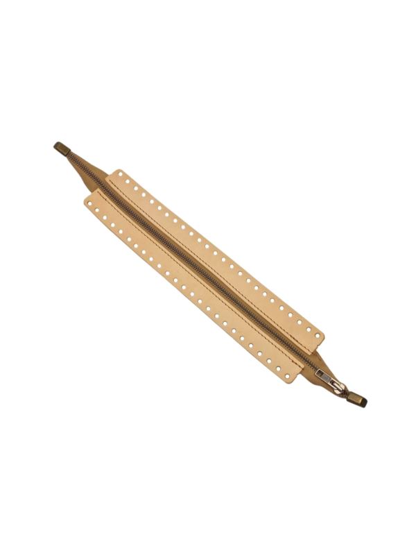 Zamek do toreb skórzany naturalny - Jucht - 40 cm - ZZ30