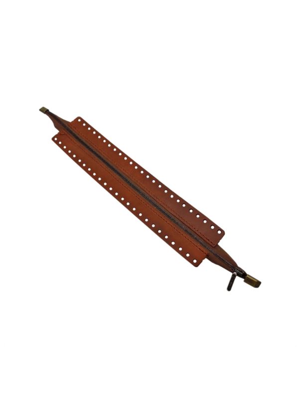 Zamek do toreb skórzany naturalny - Jucht - 40 cm - ZZ30