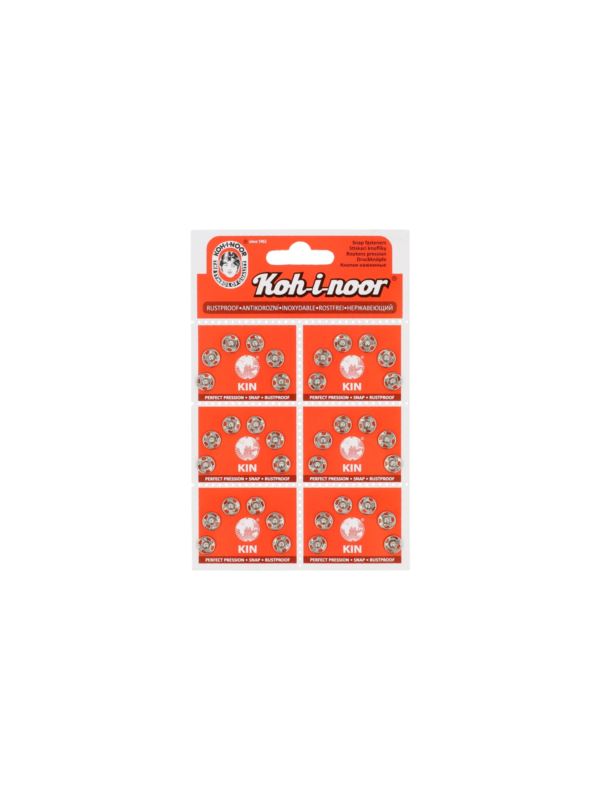 Zatrzaski metalowe KOH-I-NOOR 1 - 8 mm - niklowane - 36szt./opak.