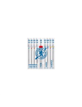 Zestaw igieł do maszyn + podwójna igła SCHMETZ - universal/jeans/stretch - 9szt./opak.