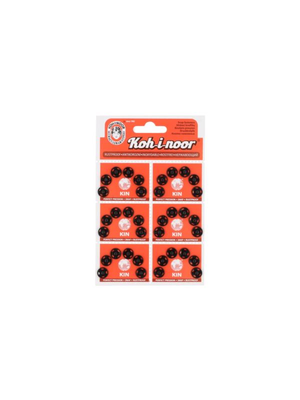 Zatrzaski metalowe KOH-I-NOOR 2 - 9 mm - czarne - 36szt./opak.