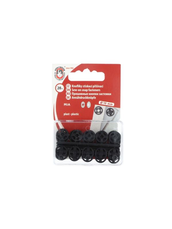 Zatrzaski plastikowe KOH-I-NOOR 3 - 10 mm - czarne - 5x20szt./opak.