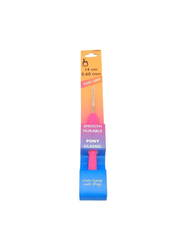 Szydełko stalowe z ergonomiczną rączką PONY - Easy Grip - 14 cm
