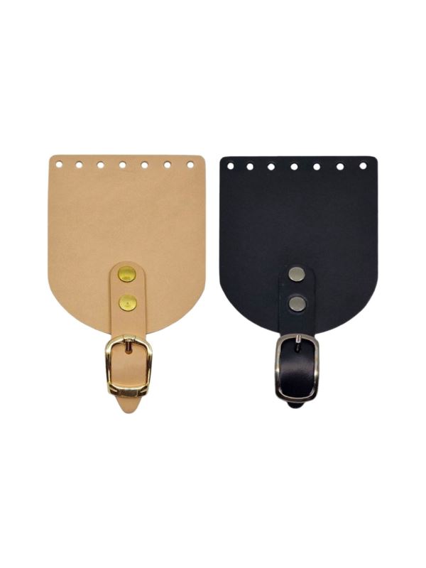 Klapka do etui skórzana naturalna na magnes (klamra) - Jucht - 100x120 mm - KLAP10X12P