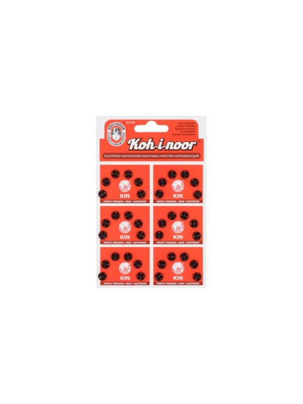 Zatrzaski metalowe KOH-I-NOOR 1/2 - 7 mm - czarne - 36szt./opak.
