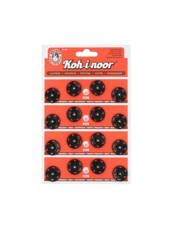 Zatrzaski metalowe KOH-I-NOOR 8 - 20,9 mm - czarne - 16szt./opak.