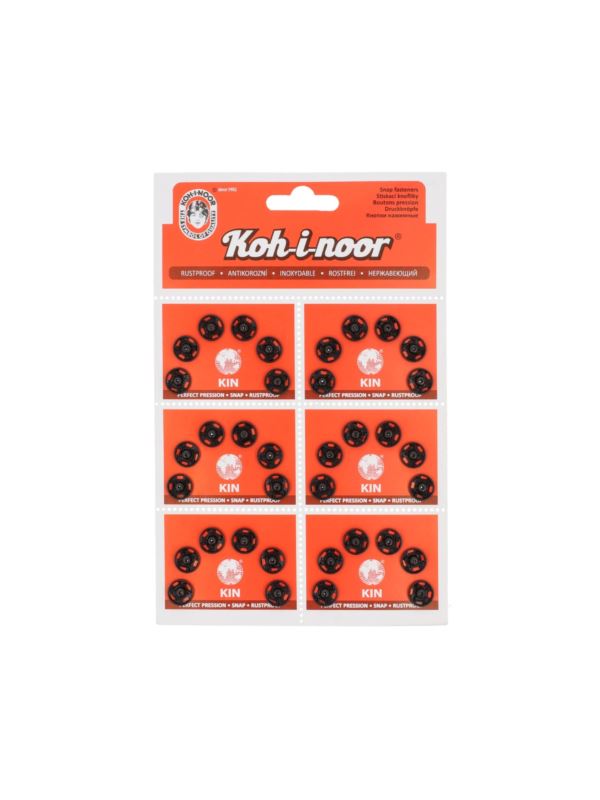 Zatrzaski metalowe KOH-I-NOOR 3 - 10 mm - czarne - 36szt./opak.