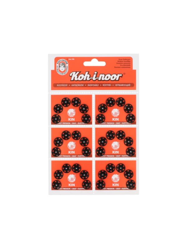 Zatrzaski metalowe KOH-I-NOOR 4 - 11,5 mm - czarne - 36szt./opak.