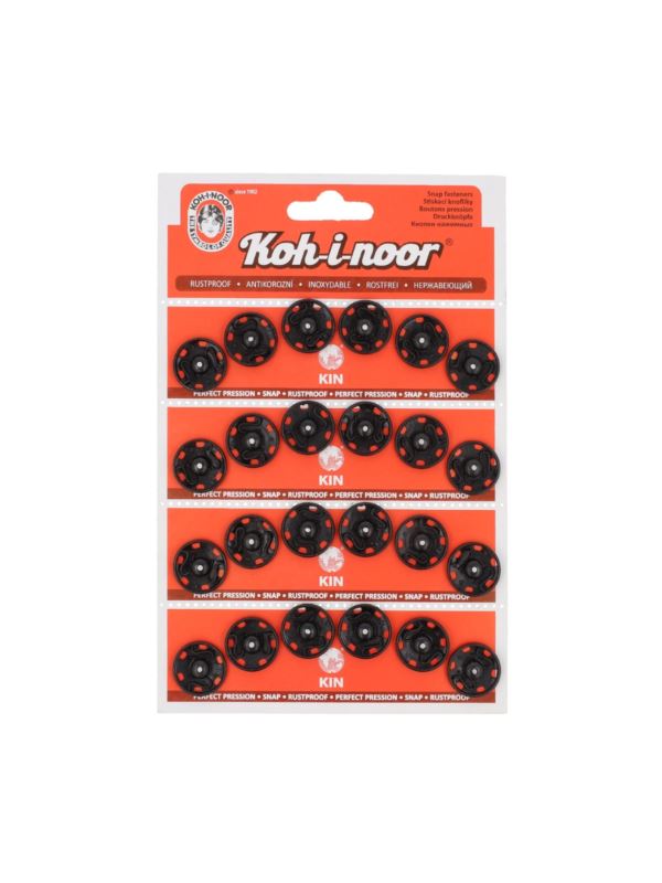Zatrzaski metalowe KOH-I-NOOR 7 - 18 mm - czarne - 24szt/opak.