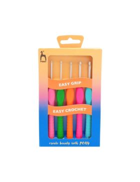 Zestaw szydełek teflonowych z ergonomiczną rączką PONY - Easy Grip - 2,00-4,00 mm x 14 cm - 56833 - 5szt./opak.