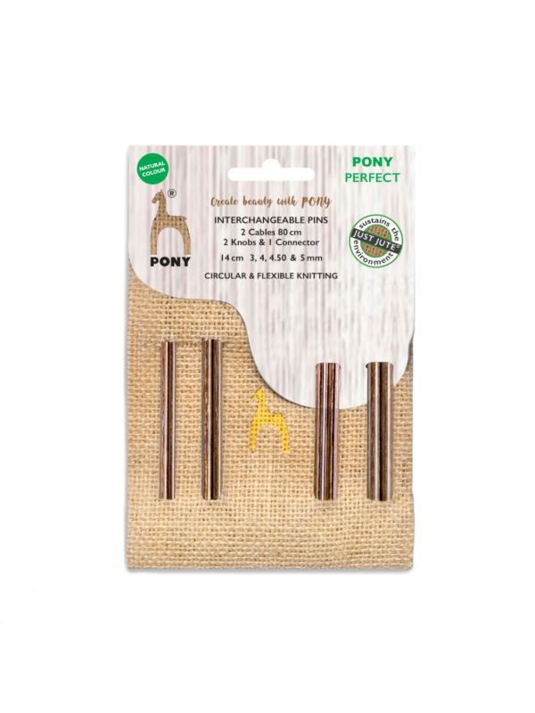 Zestaw drewnianych drutów z wymiennymi żyłkami PONY - Perfect Jute - 3,00-5,00 mm x 14 cm - 49168/01