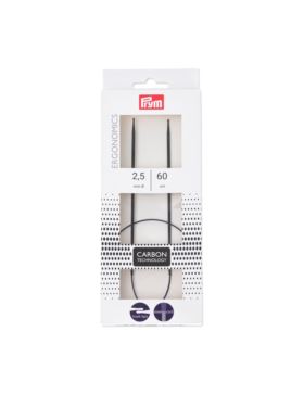 Druty na żyłce ergonomiczne PRYM - Carbon - 60 cm