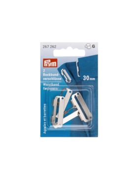 Zapięcia do spódnic metalowe PRYM - 30 mm - srebrne - 267262 - 2szt./opak.