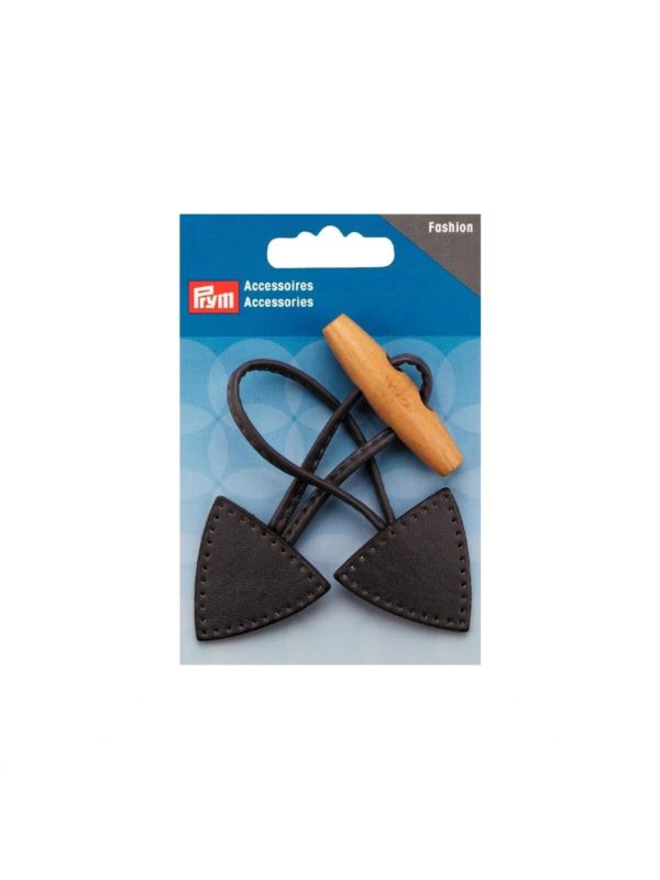Zapięcie na guzik eko skóra/drewno PRYM - 5x15 cm - antracytowe - 417716