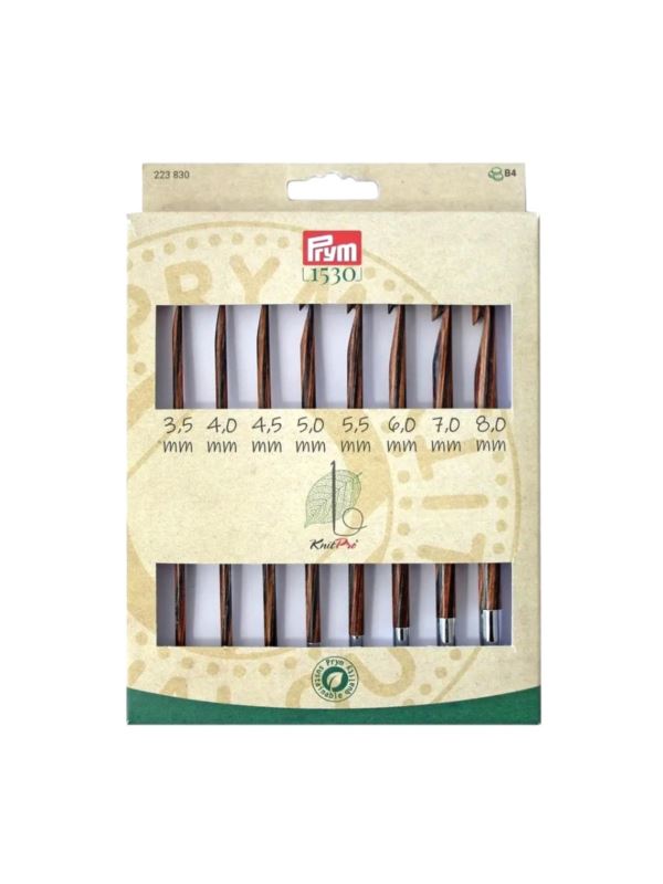 Zestaw naturalnych szydełek tunezyjskich z wymiennymi żyłkami PRYM - KnitPro - 3,50-8,00 mm - 223830