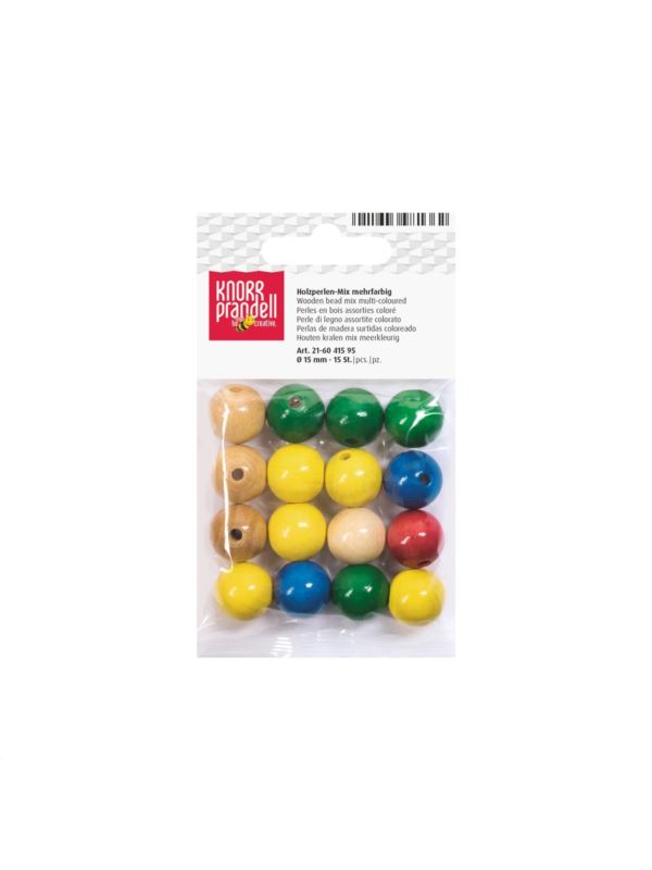 Koraliki drewniane KNORR PRANDELL - 15 mm - mix - 6041595 - 15szt./opak.